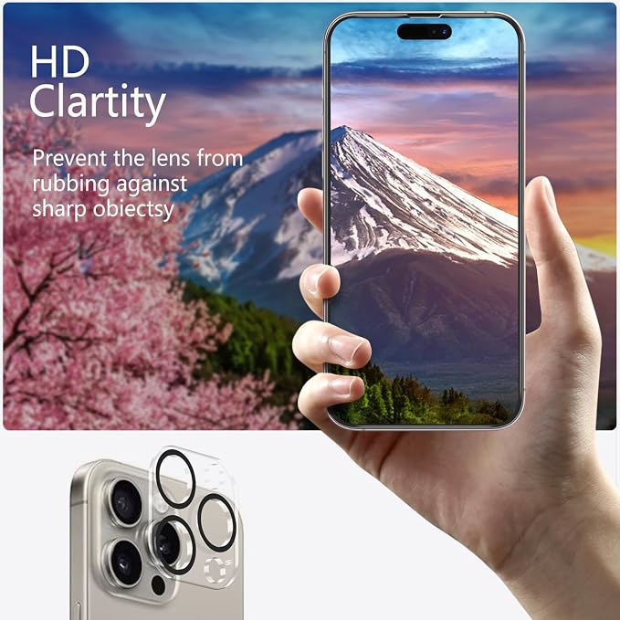3 Pack Privacy Screen Protector for iPhone 16 Pro +3 Pack Camera Lens Protector with Tempered Glass,Sensitive Touch and Screen Protection - Image 8