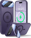 VOFATA [Upgraded Full Camera Protection] for iPhone Air Case with Camera Cover Stand [Fit for MagSafe][10FT Mil-Grade Protection] Translucent Magnetic Phone Cover for iPhone 17 Air Case, Purple by VOFATA