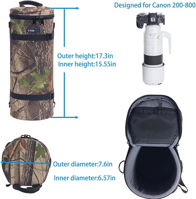 ZZQ&CCF Camera Lens Pouch Bag for Canon RF 200-800mm F6.3-9, Large Thick Lens Carry Bag, Water Resistant Protective Camera Lens Pouch for Super-telephoto Zoom #UCP - Image 2