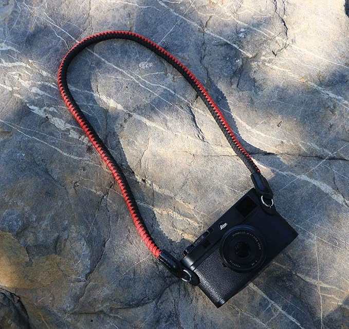 Paracord Woven Camera Neck Shoulder Strap Belt Hand Compatible with Canon Nikon Sony Olympus Pentax Fujifilm Panasonic SLR DSLR Digital Mirrorless Cameras 36inch Red Black - Image 2