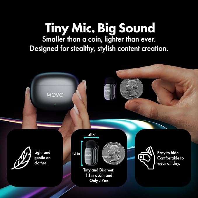 Movo NanoMic Dual Lightning Wireless Microphone for iPhone 14 and Below– Lavalier Mic for iPhone, Great for Vlogging, TikTok, Content Creation - Image 3