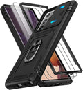 for Samsung Galaxy Note 20 Ultra Case with Screen Protector*2, Note 20 Ultra Phone Case Build in 360° Rotating Ring Kickstand, Military Grade Protective Cover for Note 20 Ultra Phone Black by Gritup