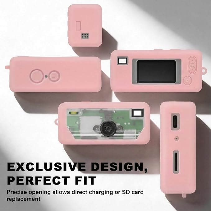 Silicone Case for Kodak CHARMERA Millennium Keychain Mini Digicam Blind Box | Soft Keychain Camera Sleeve, Precise Cutouts, Case-On Charging & SD Card Access, For Collectors & Daily Carry, Pink - Image 3