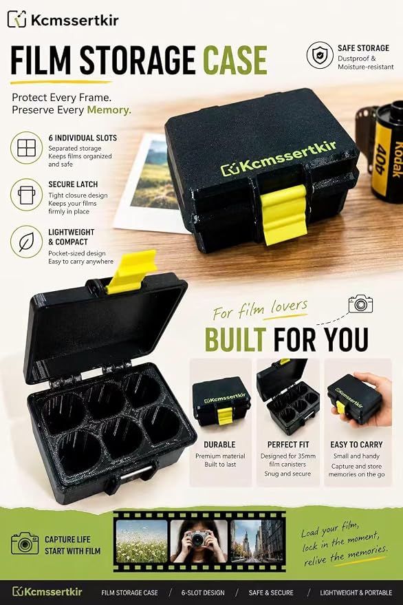 Film Box/135 Film Case -for 3 Rolls of 35mm Films ，to Sort & Enjoy & Safeguard Film, 3D printing technology。 (black-6) - Image 3