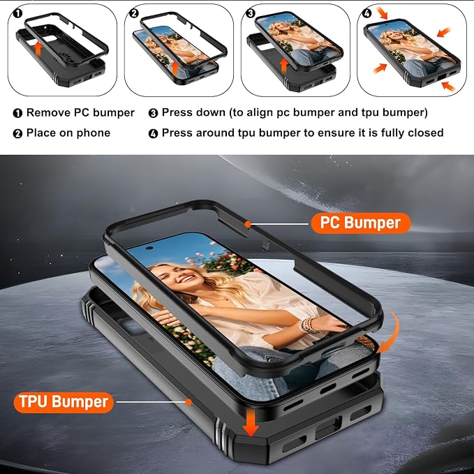 Gritup for Pixel 10 Case: Pixel 10 Pro Case with 2*Screen Protector, Magnetic Stand & Slide Camera Cover, Shock Proof Military-Grade para Google Pixel 10/10 Pro Cover, Black - Image 4