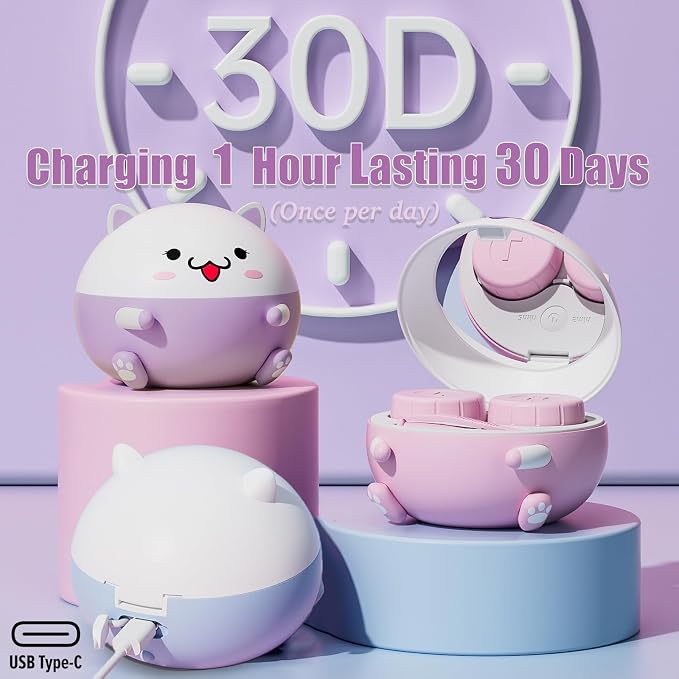 Vastsoon Cute Contact Lens Cleaner, Case Cleaning Machine with Solution Soak Case and Contact Lens Applicator Tool for Daily Vision Care, Travel Size (Purple) - Image 4