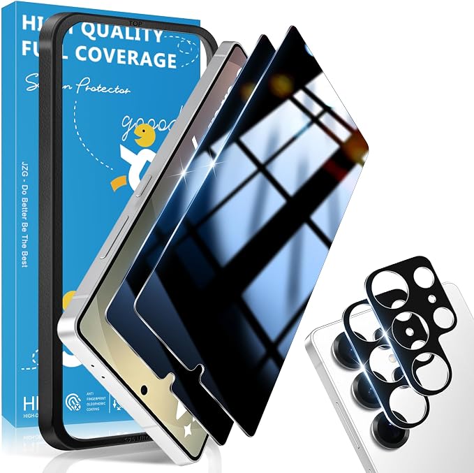 2+2 Pack for S25 Ultra Privacy Screen Protector | Ultrasonic Fingerprint Unlocking, Easy installation, Anti Spy, 9H Hardness Glass, Camera Lens Protector by JavoYion
