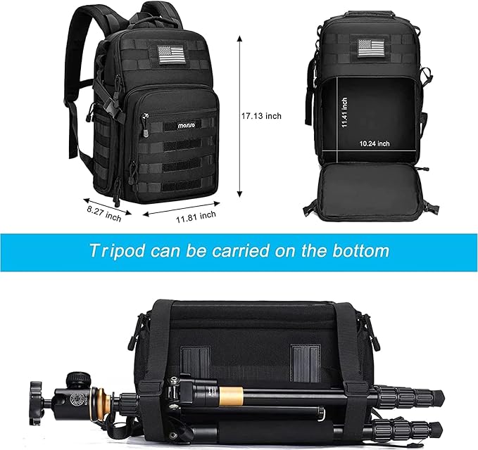 MOSISO Camera Backpack, DSLR/SLR/Mirrorless Tactical Camera Bag Case | Photography Bag with Laptop Compartment Compatible with Canon/Nikon/Sony, Black - Image 4
