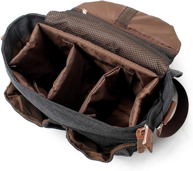 Waterproof Camera bag/Case, Vintage Canvase Leather Trim DSLR SLR Camera Shoulder Messenger Sling bag for for Nikon, Canon, Sony, Pentax, Olympus Panasonic, Samsung & Many More - Image 4