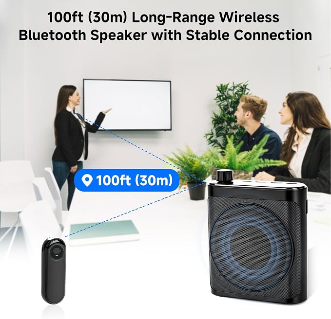 Voice Amplifier for Teachers with 2 Magnetic Wireless Microphones | Portable Bluetooth speaker & rechargeable voice amplifier for teachers, fitness instructors, yoga & tour guides - Image 7