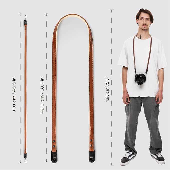 Slim Leather Camera Strap with Quick Release, Neck, Shoulder Strap - Image 7
