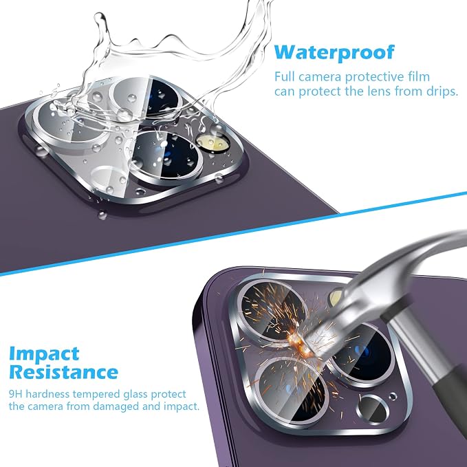 imluckies [3 Pack Camera Lens Protector for iPhone 14 Pro / 16 Pro & iPhone 14 Pro Max / 16 Pro Max, 9H Tempered Glass Film with Anti-Flash Ring, HD Clear, Scratch Resistant, Case Friendly - Image 6