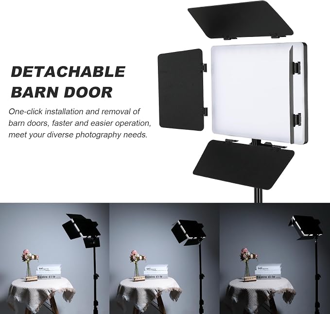 2Pack LED Video Light Kit with Barn Door 12.6" Bi-Color 2400Lux 2500-6500K | 280 LED Beads CRI 96+ Dimmable Photography Light Kit for Video Recording, Filmmaking, YouTube, Studio and Live Stream - Image 4