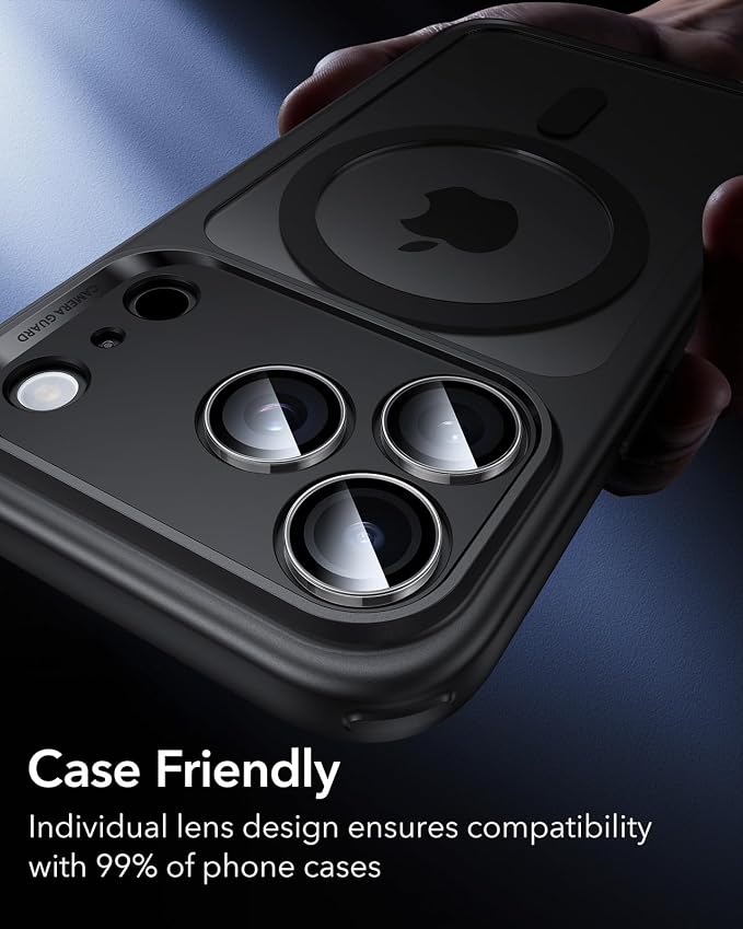 ESR for iPhone 17 Pro Max/17 Pro Camera Lens Protector, 1 Pack, Clear | Individual Camera Cover, 9H Tempered Glass, Original Camera Clarity, for iPhone 17/16/15/14 Pro Max/Pro, Case Friendly - Image 8