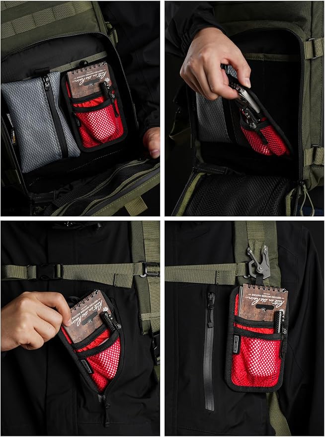 TACTICAL_GEEK TCM4 Mini EDC Organizer Board, Backpack Accessories with Smooth Hook Back Panel, Utility Admin Bag Insert Panel Modular Organizer with Open Pocket & Mesh Pocket (Red) - Image 5