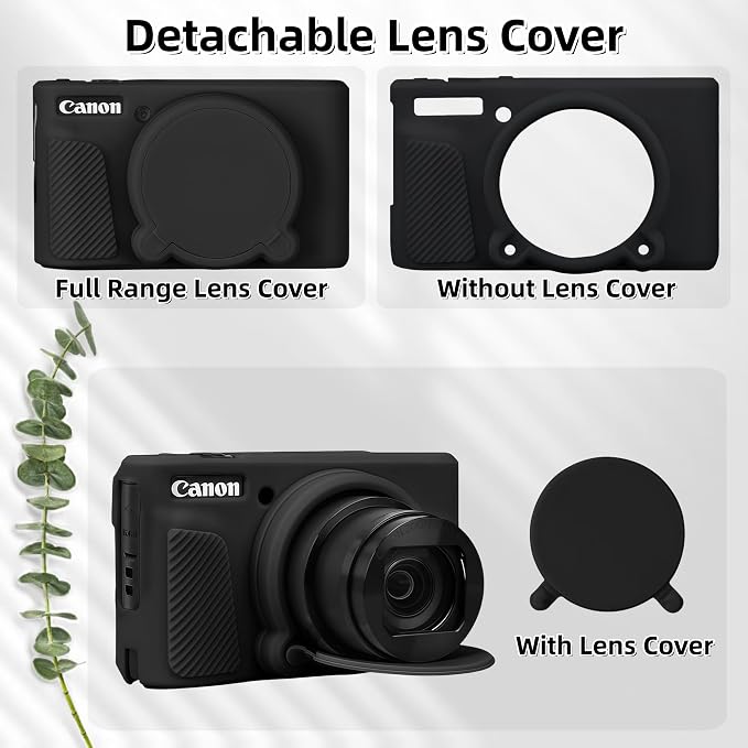 Camera Case for Canon PowerShot SX740/ SX730 Digital Camera, SX740 HS Case | Soft Silicone Protective Case Removable Lens Cover, Comes with 2 Screen Protectors and 1 Wrist Strap. (Black) - Image 4