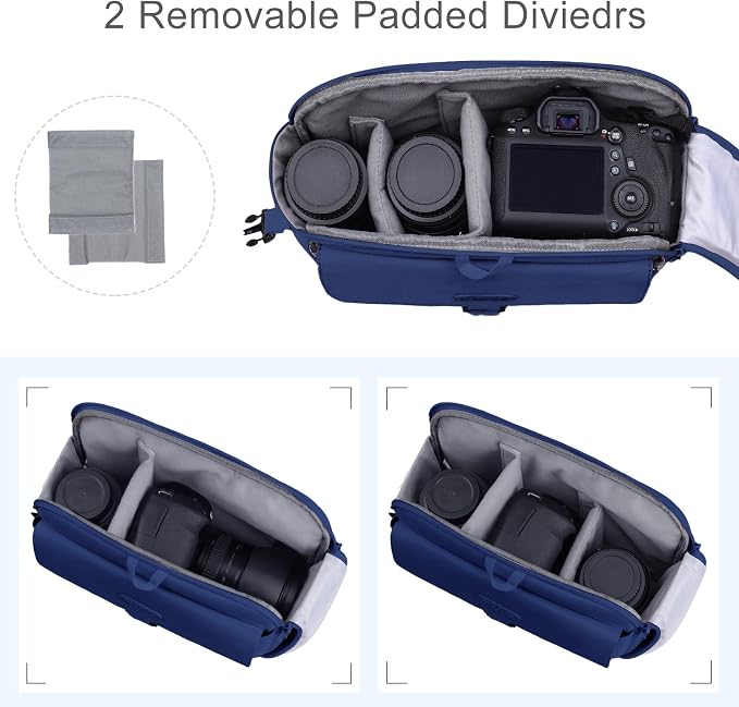 MOSISO Camera Shoulder Bag Camera Case Crossbody Sling Purse, Navy Blue | DSLR/SLR/Mirrorless Compact Padded Photography Handbag with Rain Cover Compatible with Canon/Nikon/Sony Cameras and Lenses - Image 2
