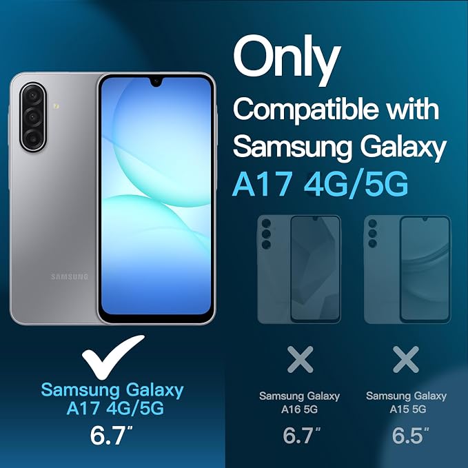 JETech Screen Protector for Galaxy A17, with Camera Lens Protector, 2+2Pack | HD Clear Tempered Glass, Anti-Scratch Protection - Image 2