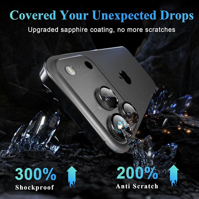 YWXTW Camera Lens Protector for iPhone 17 Pro/iPhone 17 Pro Max, [1 Step Installation Tray] Tempered Glass Screen Protector Metal Individual Camera Cover Accessories Case Friendly (Grey-2Pack) - Image 3