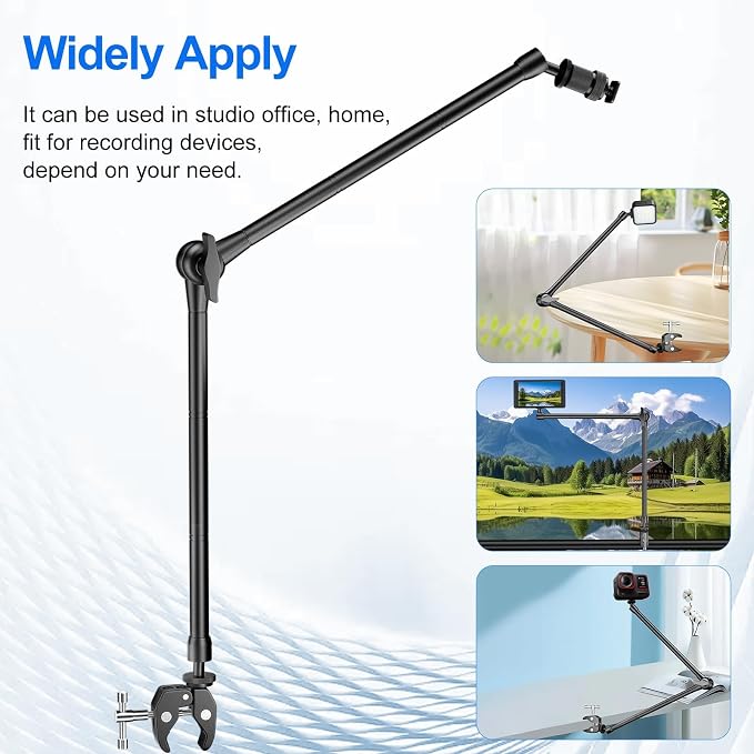 EMART 22" Magic Arm Camera Mount with Super Clamp,Camera Mounts & Clamps | Friction Adjustable Camera Mount with 1/4" Screw 1/4"&3/8" Thread Cold Shoe for Photography/Video/Webcam/Flash/Monitor/DJI - Image 6