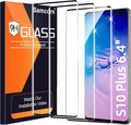 3 Pack Galaxy S10 Plus Screen Protector, HD Clear Tempered Glass, Fingerprint Unlock, 3D Curved, Scratch Resistant, No Bubble for Samsung Galaxy S10 Plus 5G Glass Screen Protector by Unknown