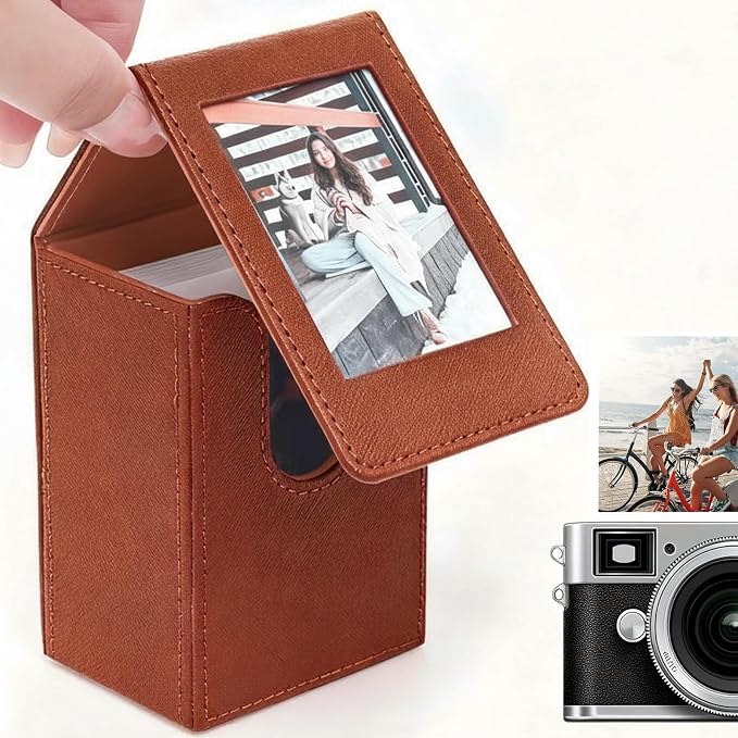 Picture Holder Storage Case Compatible with Fujifilm Instax Mini EVO Mini Liplay 12 11 SE 41 40 99 90 9 8 7S Camera Films, 2x3 Inches Hold 50 Instant Films Photos Pouch Protection Box (Brown) - Image 6