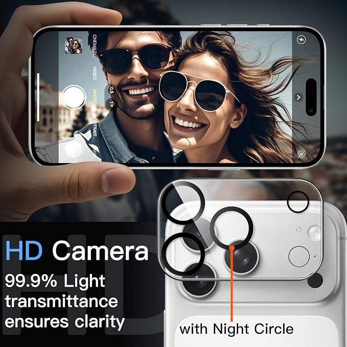 JETech Camera Lens Protector for iPhone 17 Pro, Clear, 3-Pack | 9H Tempered Glass, HD Clear, Anti-Scratch Protection, Night Shot Compatible, Case-Friendly - Image 6