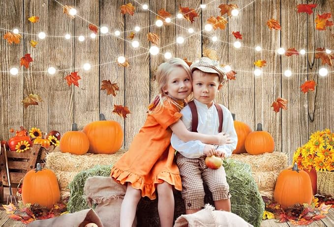 7x5ft Fall Thanksgiving Halloween Photo Backdrop Fall Backdrops for Photography Autumn Pumpkin Harvest Barn Background Friendsgiving Party Supplies Farm Harvest Banner Decor Photo Props - Image 2
