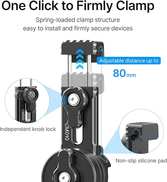 jusmo CM010 Cell Phone Fence Mount Game Changer Mounting Kit for GoPro, iPhone, AKASO, DJI Osmo Action, Insta360, Mevo Start for Recording Baseball Softball Tennis Gamechanger Streaming Kit - Image 3