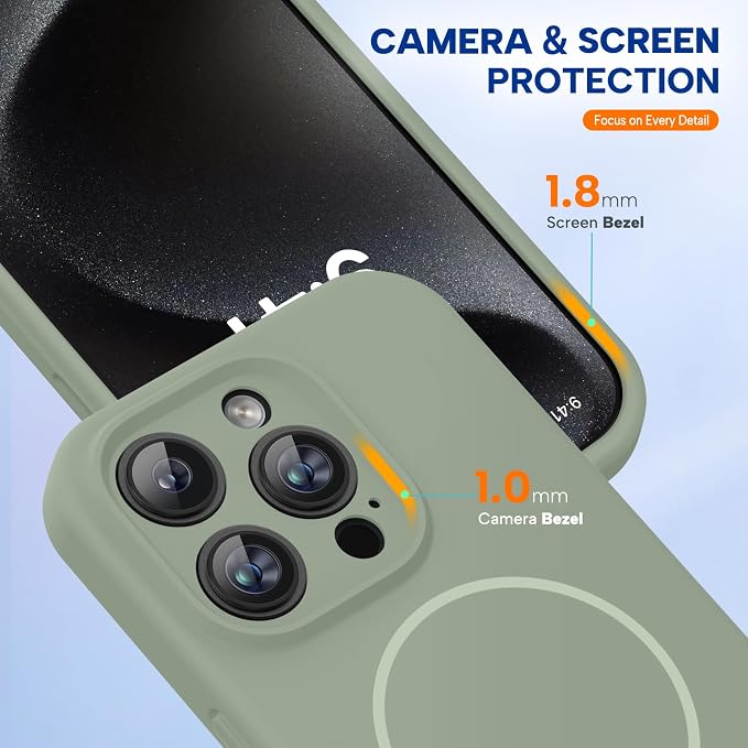 miracase Magnetic for iPhone 15 Pro Max Case, [Soft Anti-Scratch Microfiber Lining], Compatible with MagSafe, Liquid Silicone Case Shockproof Drop Protection Phone Case for 15 ProMax, Patina Green - Image 8