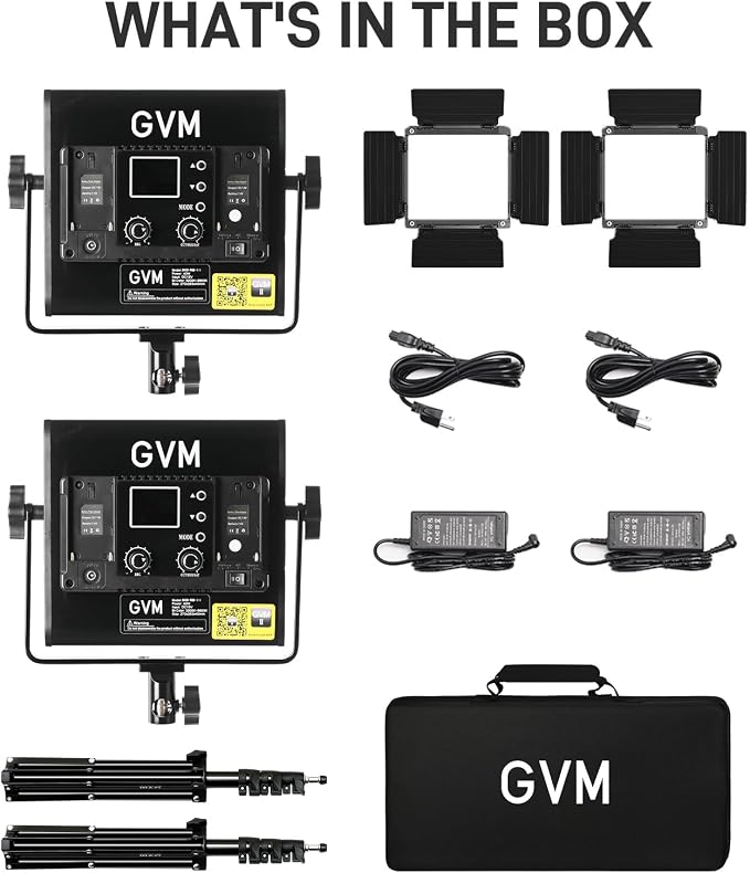 GVM RGB LED Video Light Kit, 800D 6X Upgraded Studio Lights with Optical Lens, Photography Lighting with 20 Scene Modes, Panel Lights with 19500 Lux/0.5m, Filming, Content, Portable, 2 Packs - Image 7