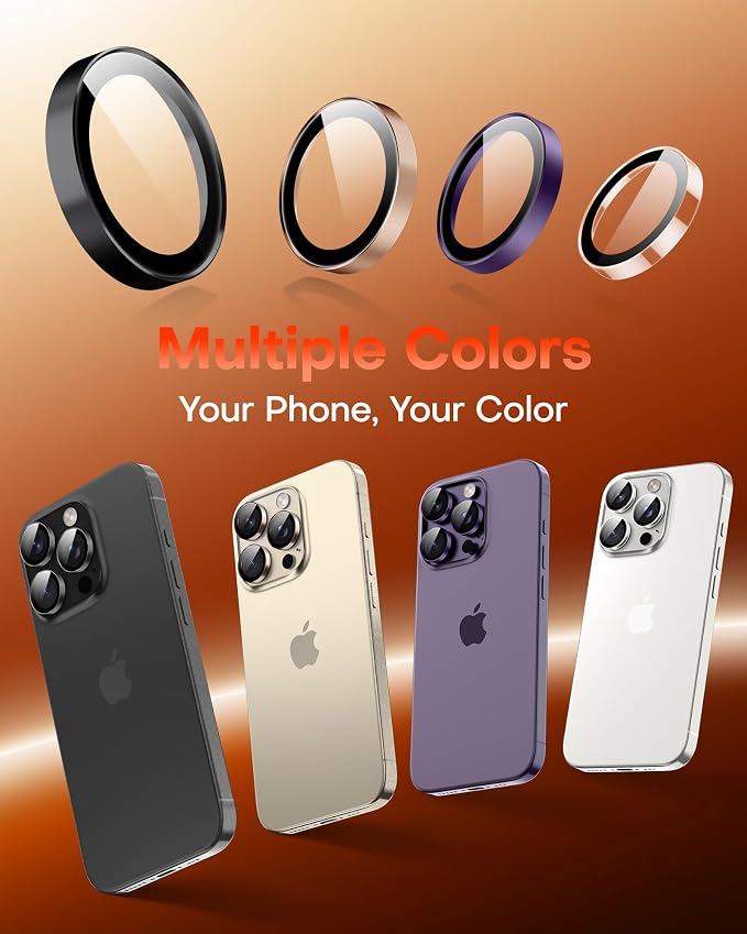 TOCOL for iPhone 14 Pro Max Camera Lens Protector/iPhone 14 Pro Camera Lens Protector Tempered Glass HD Individual Scratch Resistant Cover Accessories Case Friendly 2 Pack（Purple） - Image 8