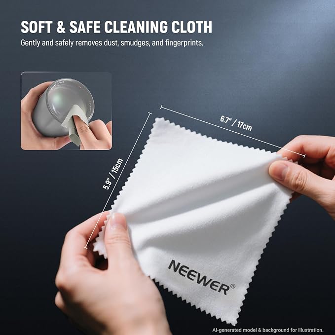NEEWER 2 in 1 Camera Lens Cleaning Kit for Electronics, Smartphones, Tablets, 1x Camera Air Blower + 1x Soft Cleaning Cloth, HM-50 - Image 3