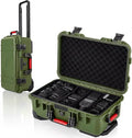 Relaxweex Rolling Camera Hard Case with 15 Padded Dividers & Wheels | Impact-resistant, Protective, Waterproof, Hard Shell Travel Case for Cameras, Lenses & Accessories, 22 x 14 x 9 Inch, Green by Relaxweex