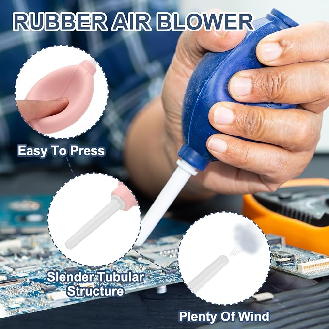 PATIKIL Soft Tip Air Blower Dust Blaster, 3 Pcs Rubber Bulb Air Pump Dust Blower Cleaner Cameras Lens Cleaning Tool with Long Nozzle for Camera Lens Computer Keyboard, Pink/White - Image 3