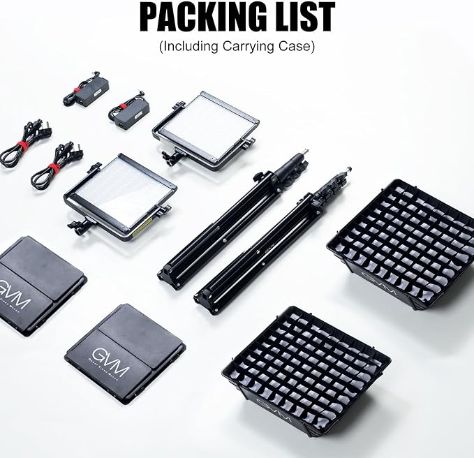 GVM Upgrade 800D RGB Video Light Kits with 2 Softboxes, Studio Lights with Bluetooth Control, 2 Packs Photography Lighting with 18 Lighting Scenes, led Panel Lights for Video Recording - Image 7