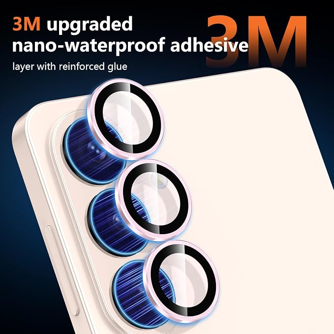 for Samsung Galaxy S26 Camera Lens Protector, Individual Metal Ring Tempered Glass Lens Cover, [Strong Adsorption] Scratch Resistant Ultra-Thin HD Clear Lens Cover, 1 Set-Pink Ring - Image 4