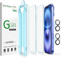 amFilm OneTouch for iPhone 16 Plus Screen Protector 6.7'' Tempered Glass | Auto-Alignment, 30s Install, Bubble Free, Scratch & Drop Protection, HD Clear, Camera Lens Protector, 2+2 Pack (16-6.7'') by amFilm