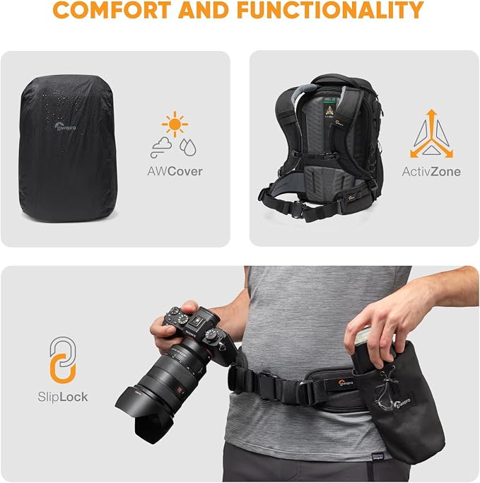 Lowepro ProTactic BP 350 AW III Camera Backpack, 4-point Access, Professional Camera Bag, DSLR/Drones/Mirrorless, Up to 14" Laptop, Rain Cover, for Photographer,Videographer, Volume 17L - Image 6