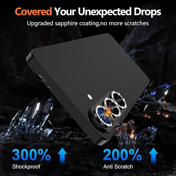 for Samsung Galaxy S26 Camera Lens Protector, Individual Metal Ring Tempered Glass Lens Cover, [Strong Adsorption] Scratch Resistant Ultra-Thin HD Clear Lens Cover, 1 Set-Black Diamond - Image 5