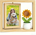 4x6 Rotating Floating Picture Frame Desktop with Crochet Sunflower, Double-Sided Display 4x6 Photos- 2026 Graduation Gift for Girls Her Teacher Sunflower Gifts for Mom Women Cute Office Desk Decor by Aosemili