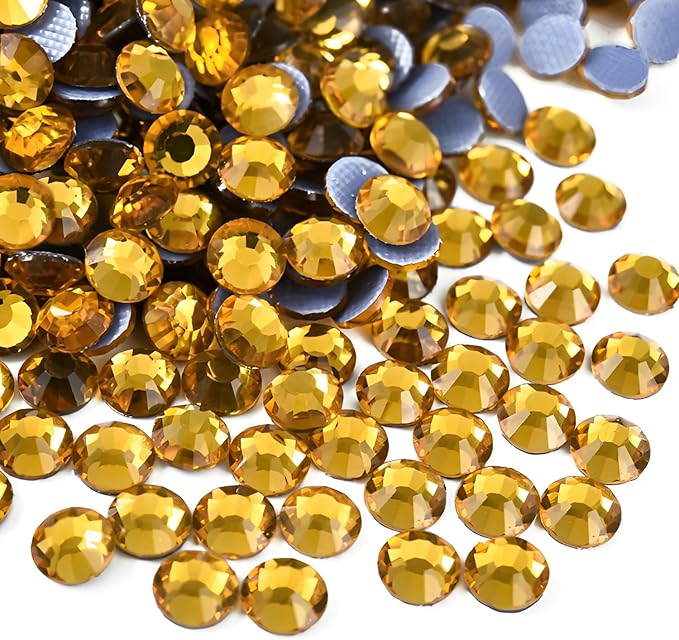 Jollin Hotfix Rhinestones Flatback Crystal Gems 4.8mm SS20, Topaz | 1440pcs Hot Fix Crystals Glass Rhinestones for Bedazzling, Crafting, Clothes, Shoes & Accessories DIY Decoration by Jollin