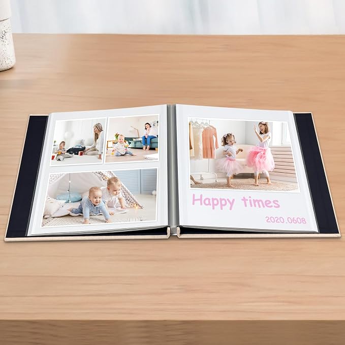Photo Album Scrapbook – Holds 4x6, 5x7 & 8x10 Pictures – Self-Adhesive Pages for Baby, Wedding, Travel & Family Memories | Includes Metallic Pen & Scraper/Light Beige Large DIY Memory Book for Gifts - Image 3