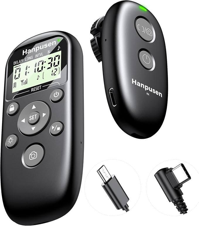 for Sony Camera Rechargeable Wireless Intervalometer Shutter Release | Time-Lapse Interval Timer Remote Control with OLED Display for Sony A6700/A6400/RX100 VII/A7 IV/A7 V/ZV-1/FX3/FX30/FX2/ZV-E1 by HANPUSEN