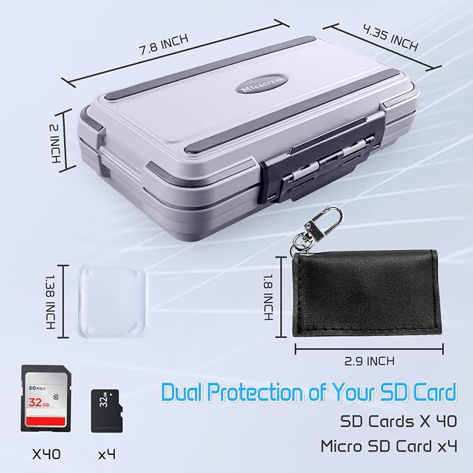 36-Slot SD Card Holder, Gray Memory Card Case with 36 Card Cases | SD Card Organizer with 36 Transparent Holders and 40 Writable Labels, Camera Card Storage - Image 6