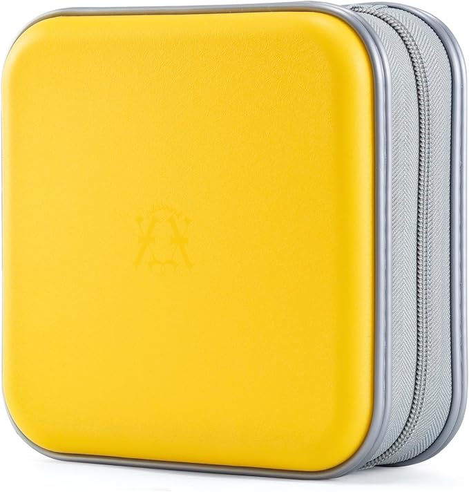 alavisxf xx CD Case, 48 Capacity Hard Plastic Zipper Disc Wallet for Car | Portable Hand Strap, Zipper Closure, Anti-Slip Scratch-Resistant Sleeves, DVD Storage Organizer, for Home Office Travel by alavisxfxx