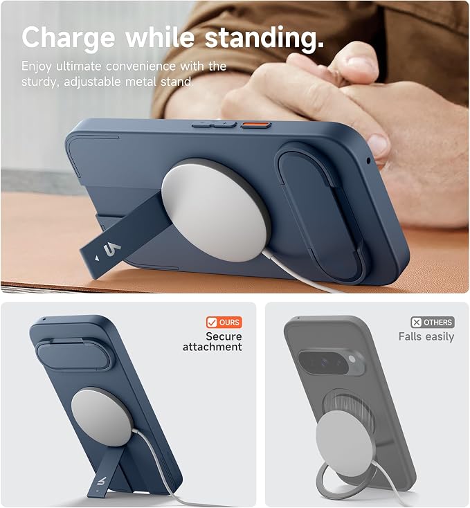 SURITCH for Google Pixel 10 Pro XL Phone Case, Compatible with MagSafe, Protective Cover with Camera Cover & Adjustable Metal Kickstand for Pixel 10 Pro XL 2025 -Dark Blue - Image 6