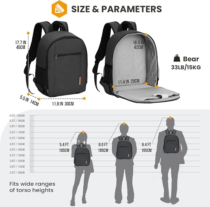 TARION Camera Backpack for Photographers Medium Lightweight 15L Black TB-M | 14 Inch Laptop Compartment, Rain Cover, Bottom Tripod Holder, for DSLR Mirrorless Cameras, Everyday Shooting Bag - Image 6