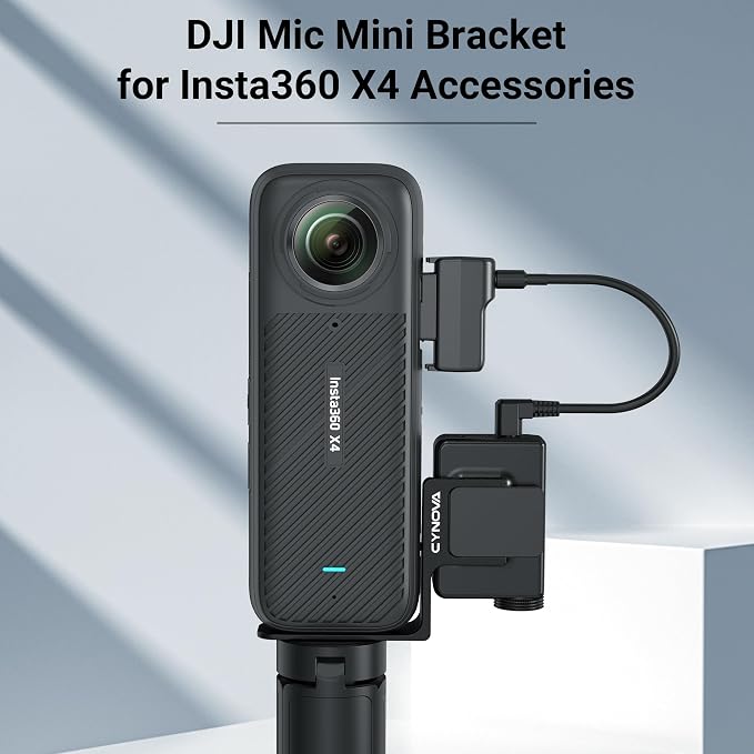 Insta 360 X4 DJI Mic Mini Mount, X4 Invisible Mic Bracket | for Insta360 X4 Accessories, Compatible with Insta360 X4 / X3（with 3.5mm Audio Cable） - Image 4