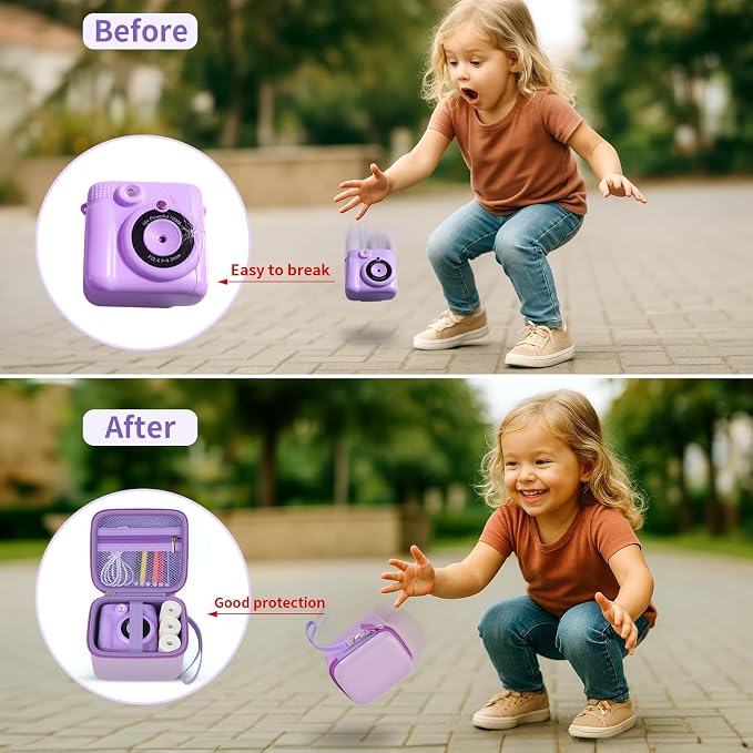 PAIYULE Kids Instant Print Camera Case for ESOXOFFORE for Dylanto | Hard Shell,Mesh Pocket,Wrist Strap,for Gofunly,for GREENKINDER,for DUDUDRAGON,for Zostuic,for Careenoah (Box Only)SkyBlue - Image 4